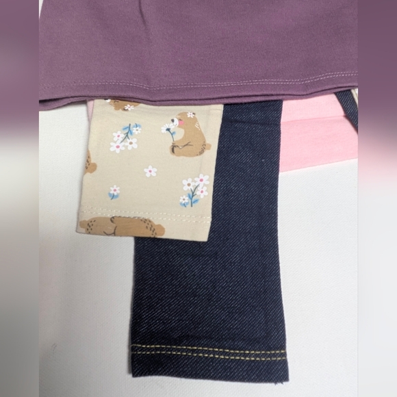 Koala Kids Girl baby 4 Piece Set Purple Bear Pink Purple Sweater Leggings 4T 18M - Picture 5 of 13